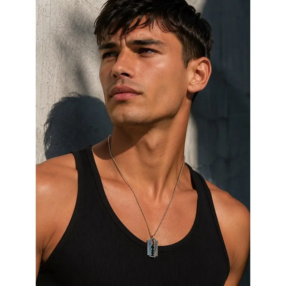 Andrew Christian Razorblade Necklace Silver — One Size